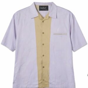 Nat Nast Silk Shirt Mens L Retro Bowling Camp Collar Resort Button Up
